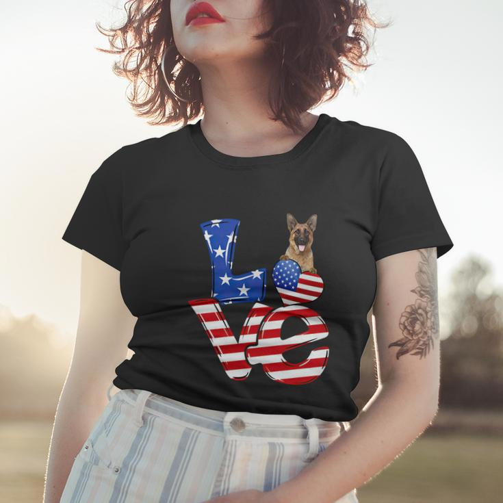 4Th Of July Patriotic Love German Shepherd American Flag Gift Women T-shirt Gifts for Her