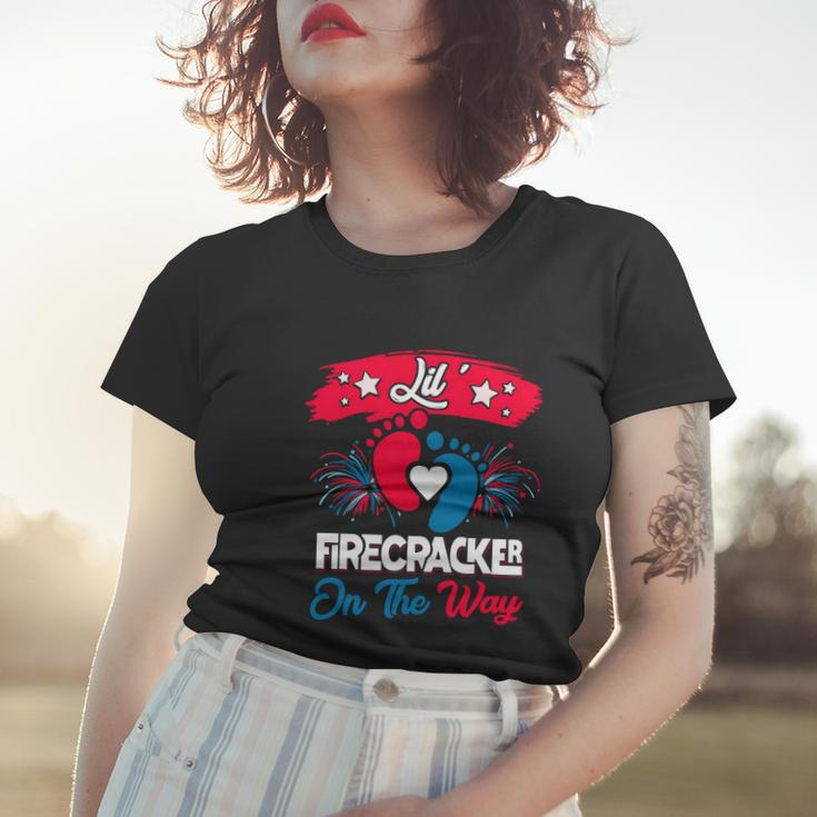4Th Of July Pregnancy Patriotic Lil Firecracker On The Way Gift Women T-shirt Gifts for Her
