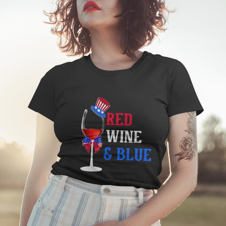 4Th Of July Red White And Blue Wine Glass Firework Drinker Tshirt Women T-shirt Gifts for Her