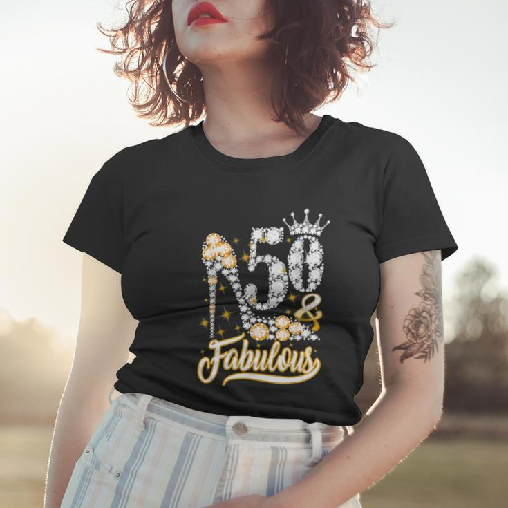 50 & Fabulous 50 Years Old 50Th Birthday Diamond Crown Shoes Tshirt Women T-shirt Gifts for Her