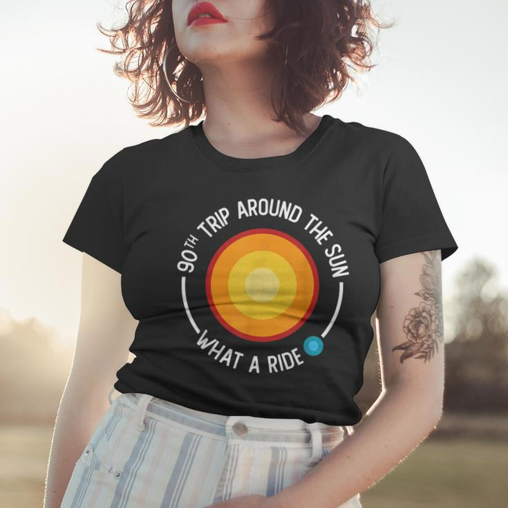 90Th Birthday Retro 90Th Trip Around The Sun What A Ride Women T-shirt Gifts for Her