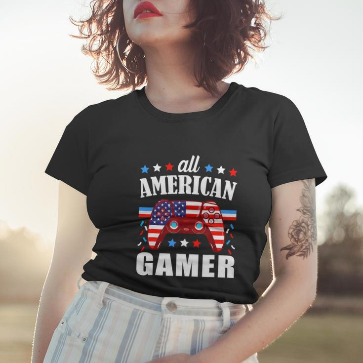All American Gamer Boys Funny 4Th Of July Video Game Women T-shirt Gifts for Her