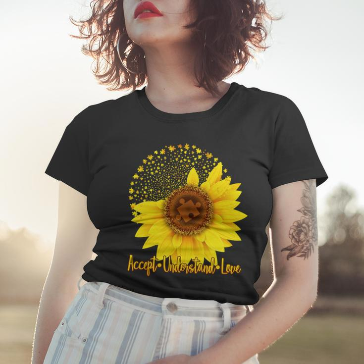 Autism Awareness Sunflower Puzzle Women T-shirt Gifts for Her