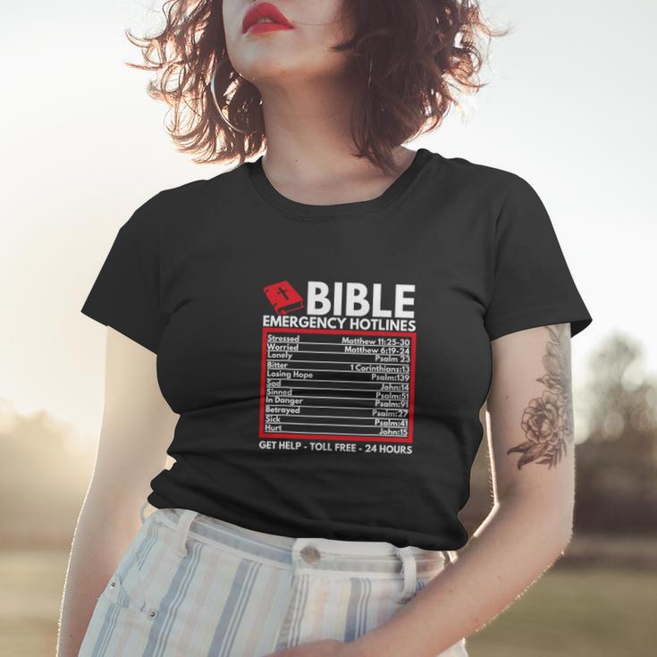 Bible Emergency Numbers Funny Christian Bible V2 Women T-shirt Gifts for Her