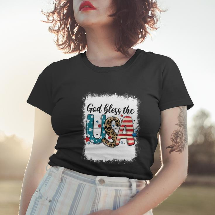 Bleached 4Th July God Bless The Usa Patriotic American Flag Gift Women T-shirt Gifts for Her