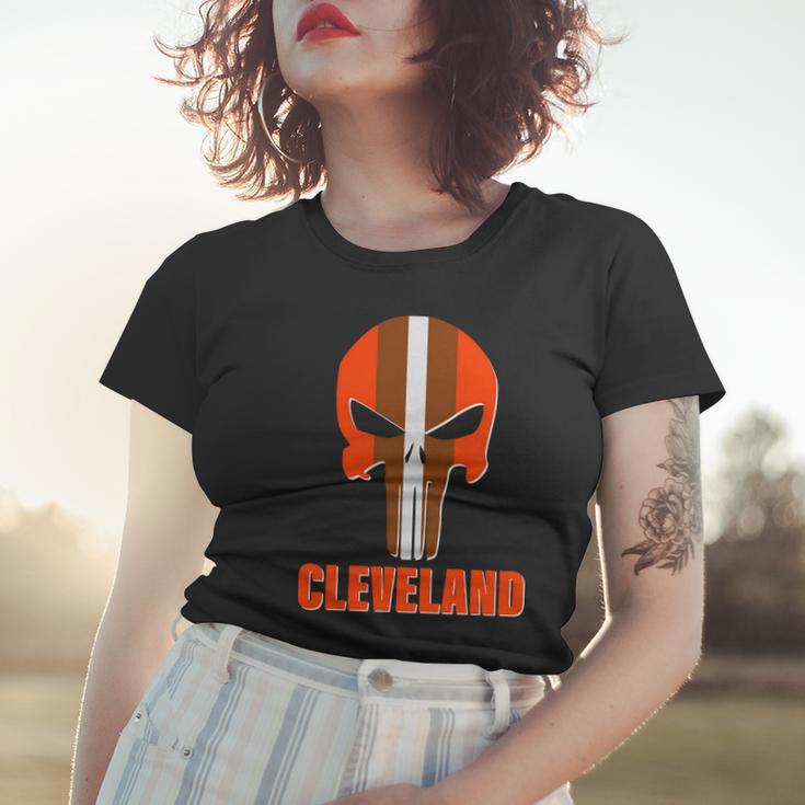 Cleveland Skull Football Tshirt Women T-shirt Gifts for Her