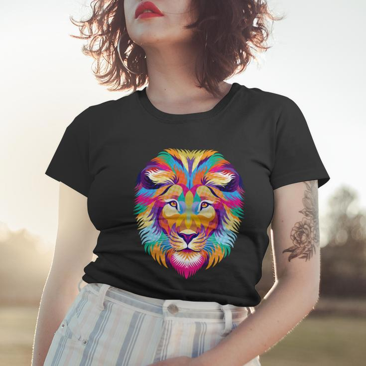 Colorful Abstract Lion Women T-shirt Gifts for Her