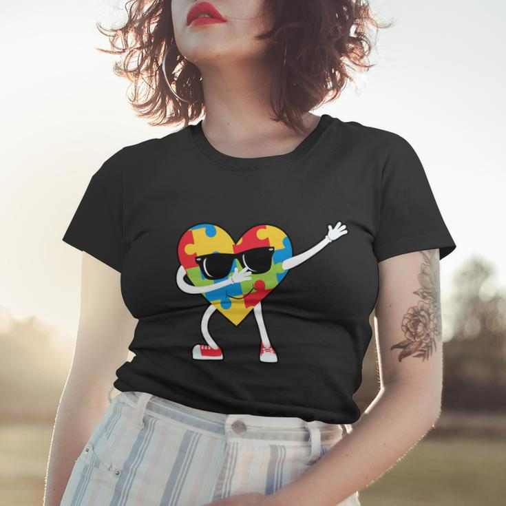 Dabbing Autism Awareness Puzzle Piece Heart Tshirt Women T-shirt Gifts for Her