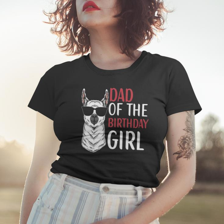 Dad Of The Birthday Girl Matching Birthday Outfit Llama Women T-shirt Gifts for Her