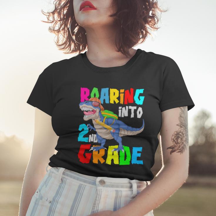 Dinosaur Roaring Into 2Nd Grade Women T-shirt Gifts for Her