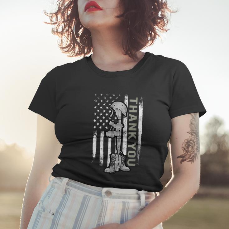 Distressed Memorial Day Gift Us Flag Military Boots Dog Tags Gift Women T-shirt Gifts for Her