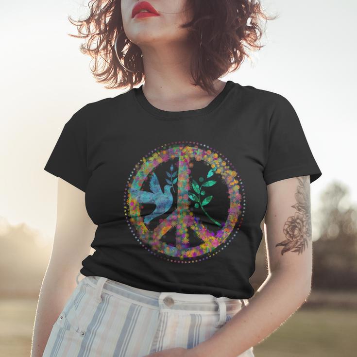 Earth Watercolor Peace Sign Women T-shirt Gifts for Her