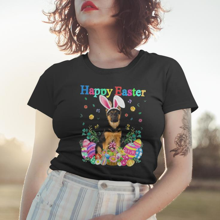Easter Bunny German Shepherd Dog With Easter Eggs Basket Women T-shirt Gifts for Her