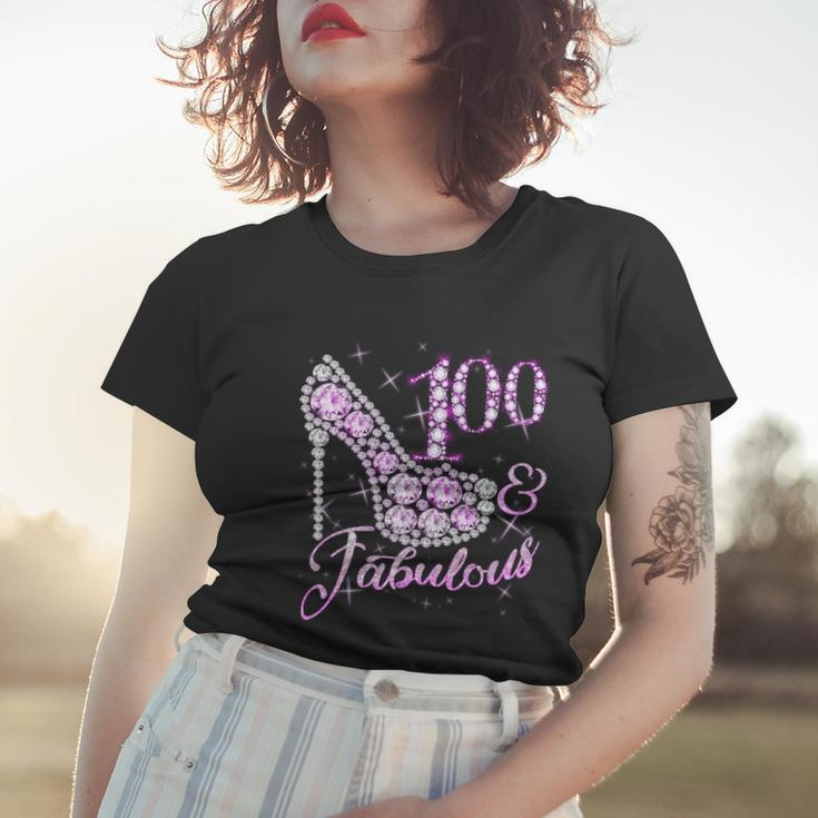 Fabulous & 100 Sparkly Shiny Heel 100Th Birthday Tshirt Women T-shirt Gifts for Her
