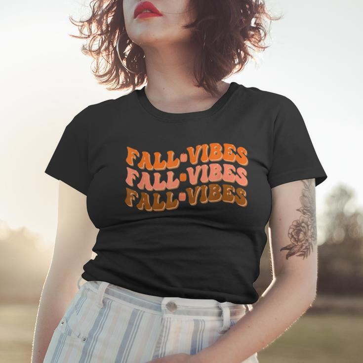 Fall Vibes Thanksgiving Retro Groovy Women T-shirt Gifts for Her