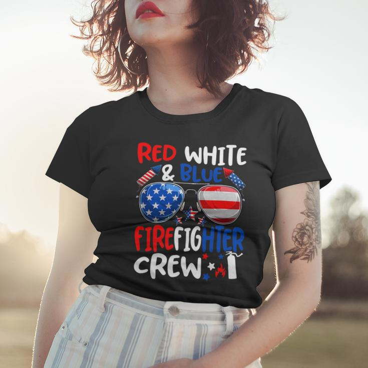 Firefighter Red White Blue Firefighter Crew American Flag V2 Women T-shirt Gifts for Her