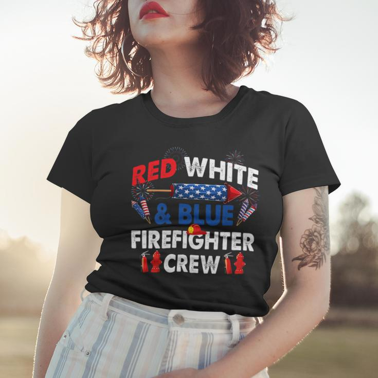 Firefighter Us Flag Red White & Blue Firefighter Crew 4Th Of July V3 Women T-shirt Gifts for Her