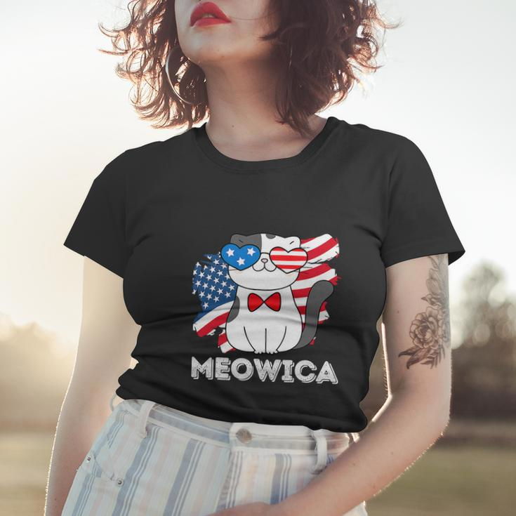 Funny 4Th Of July Great American Flag Cute Cat Women T-shirt Gifts for Her