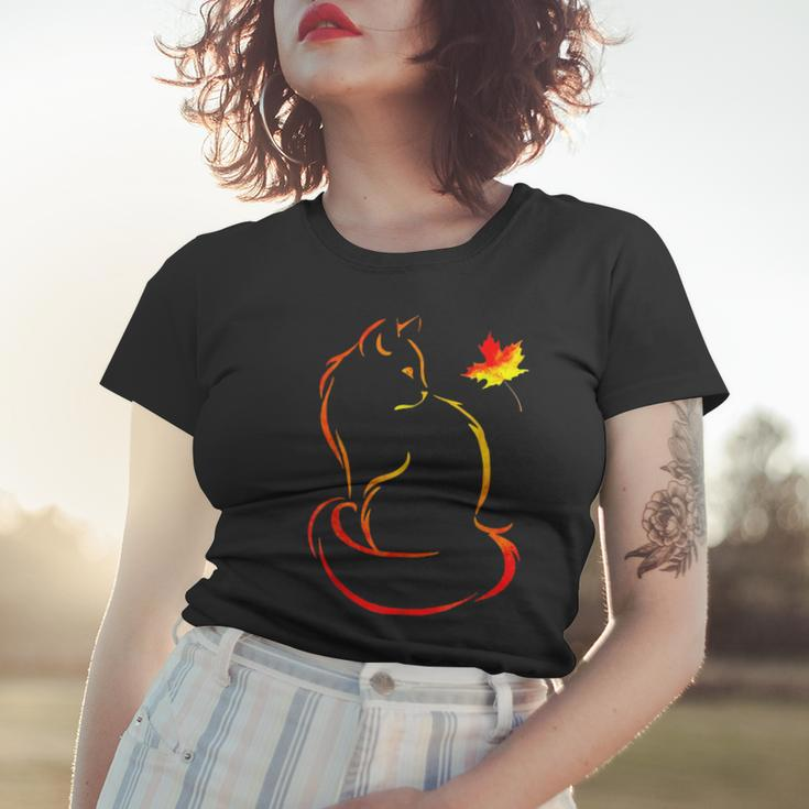 Funny Cat Leaf Fall Hello Autumn For Cute Kitten V2 Women T-shirt Gifts for Her
