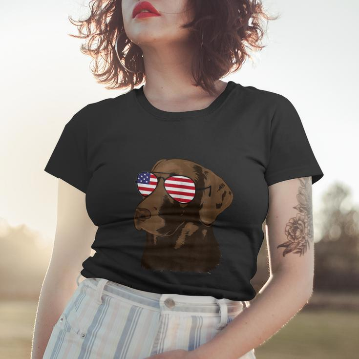 Funny Chocolate Lab American Flag Dog 4Th Of July Women T-shirt Gifts for Her