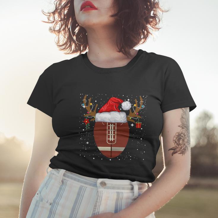 Funny Football Reindeer Santa Hat Christmas Holiday Gifts Graphic Design Printed Casual Daily Basic Women T shirt Thegiftio UK