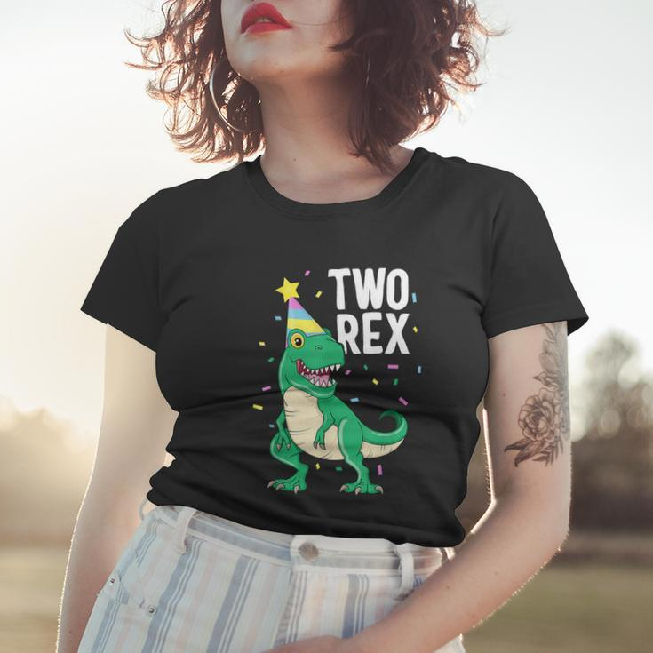 Funny Two Rex 2Nd Birthday Boy Gift Trex Dinosaur Party Happy Second Gift Women T-shirt Gifts for Her