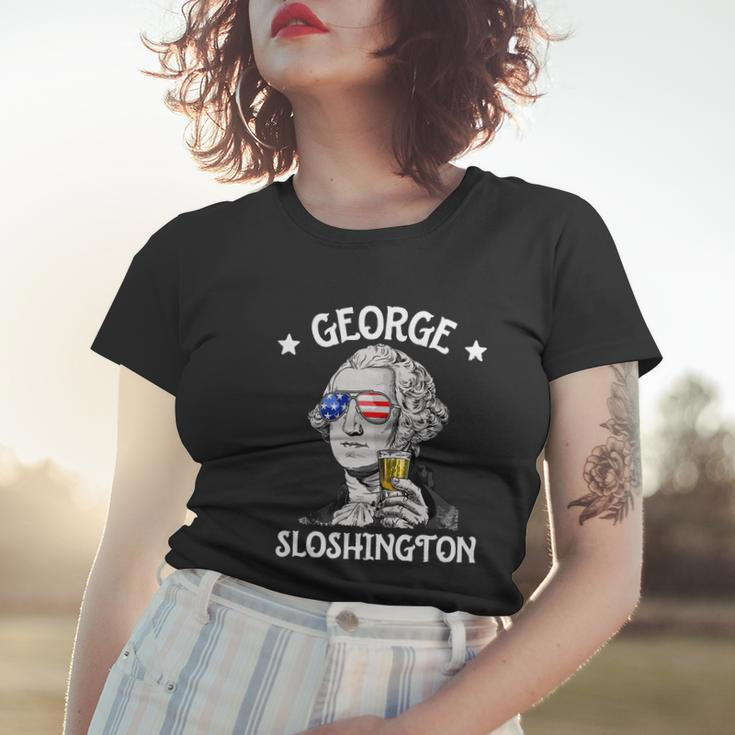 George Sloshington Washington 4Th Of July Usa Flag Women T-shirt Gifts for Her