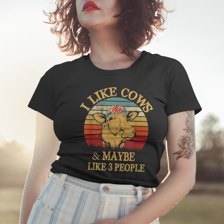 I Like Cows And Maybe Like 3 People Cow Farm Farmer Vintage Graphic Design Printed Casual Daily Basic Women T-shirt Gifts for Her