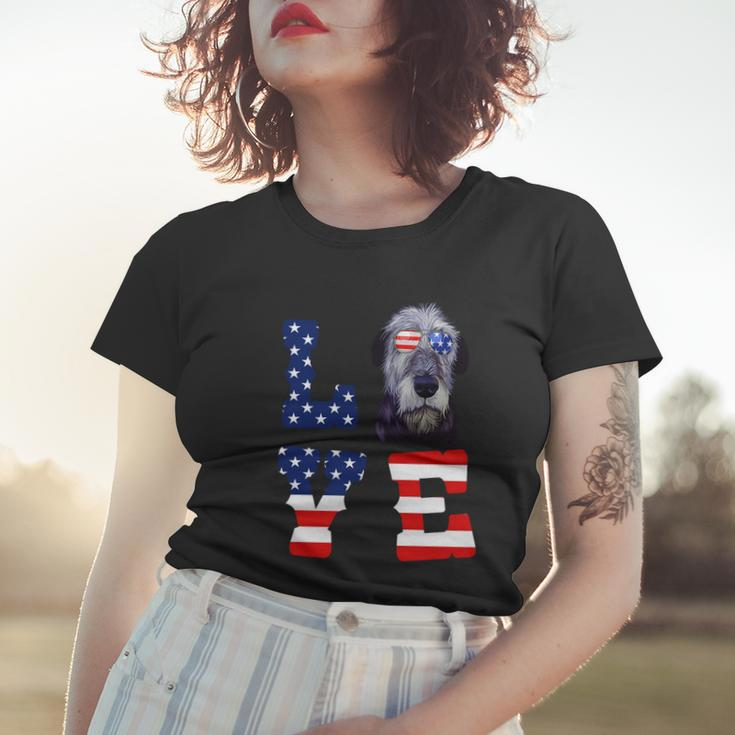 Irish Wolfhound Love Dog American Flag 4Th Of July Usa Funny Gift Women T-shirt Gifts for Her