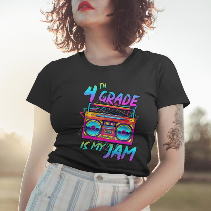 Kids 4Th Grade Is My Jam Vintage 80S Boombox Teacher Student Women T-shirt Gifts for Her