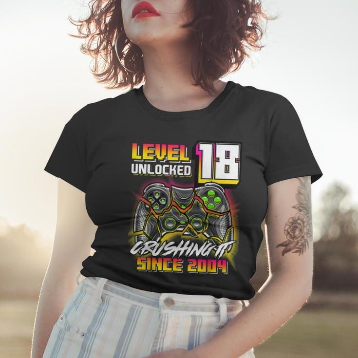 Level 18 Unlocked Crushing It 2004 Video Game 18Th Birthday Women T-shirt Gifts for Her