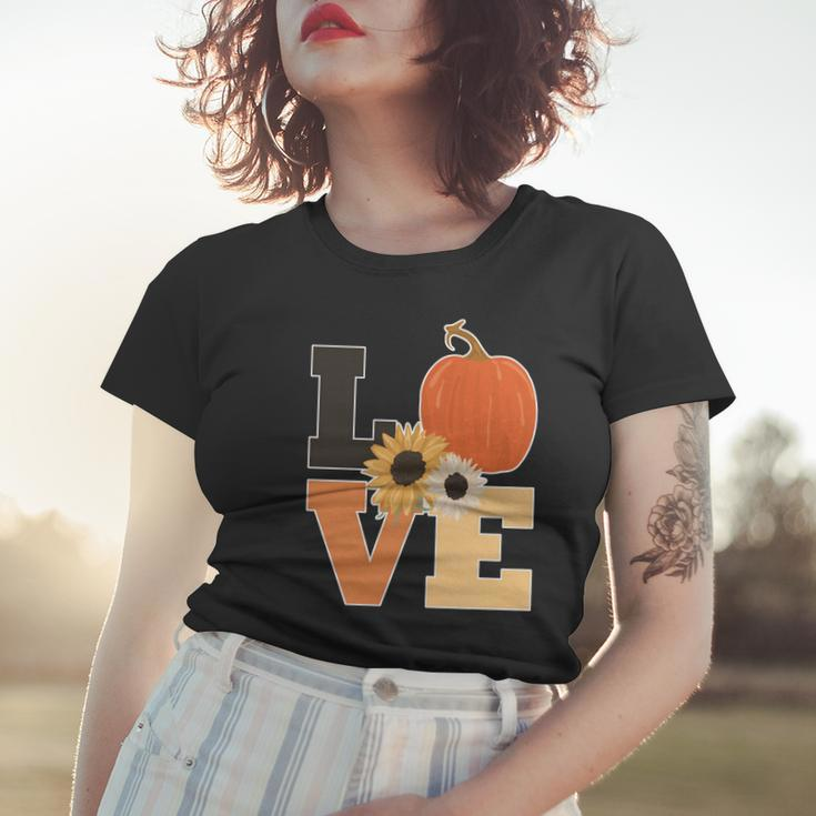 Love Autumn Floral Pumpkin Fall Season Graphic Design Printed Casual Daily Basic Women T-shirt Gifts for Her