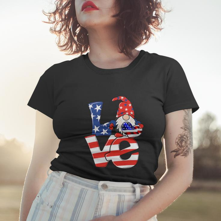 Love Gnome American Flag Funny 4Th Of July Women T-shirt Gifts for Her