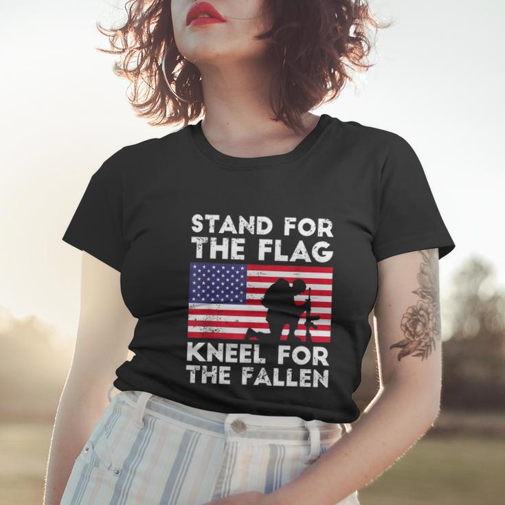 Memorial Day Patriotic Military Veteran American Flag Stand For The Flag Kneel For The Fallen Women T-shirt Gifts for Her