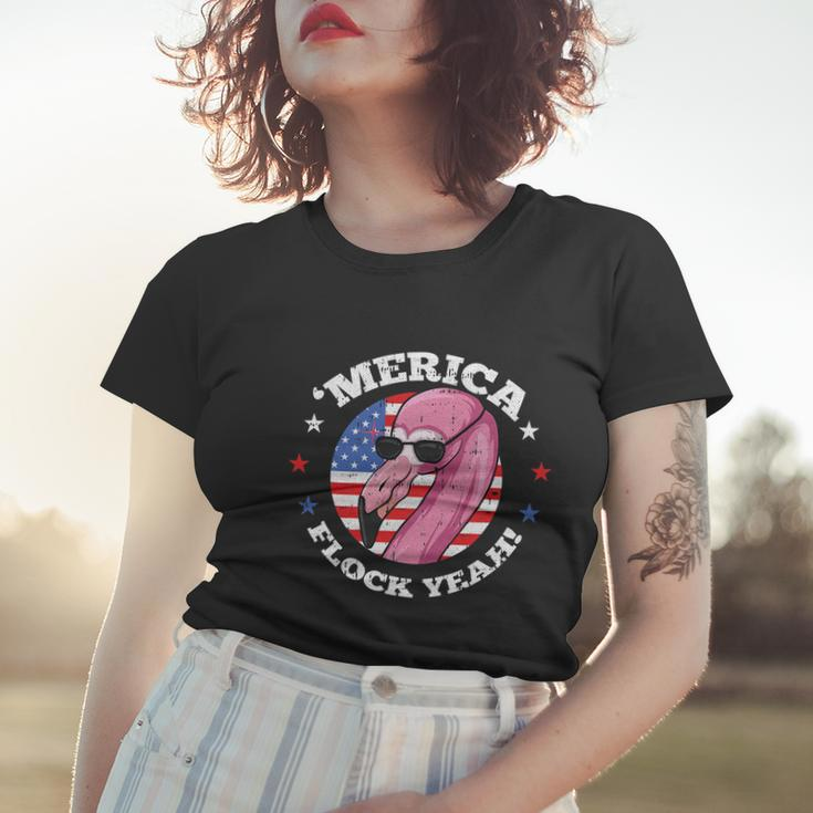 Merica 4Th Of July Flamingo Flock Patriotic American Flag Women T-shirt Gifts for Her