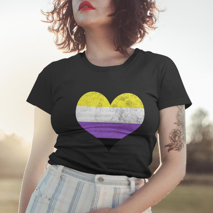 Noncute Giftbinary Heart Flag Pride Identity Lgbt Noncute Giftbinary Graphic Fun Women T-shirt Gifts for Her