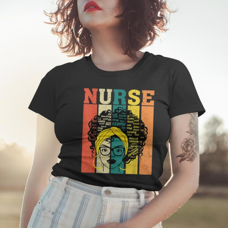 Nurse Melanin Afro Queen Girl Magic Black History Vintage V2 Women T-shirt Gifts for Her