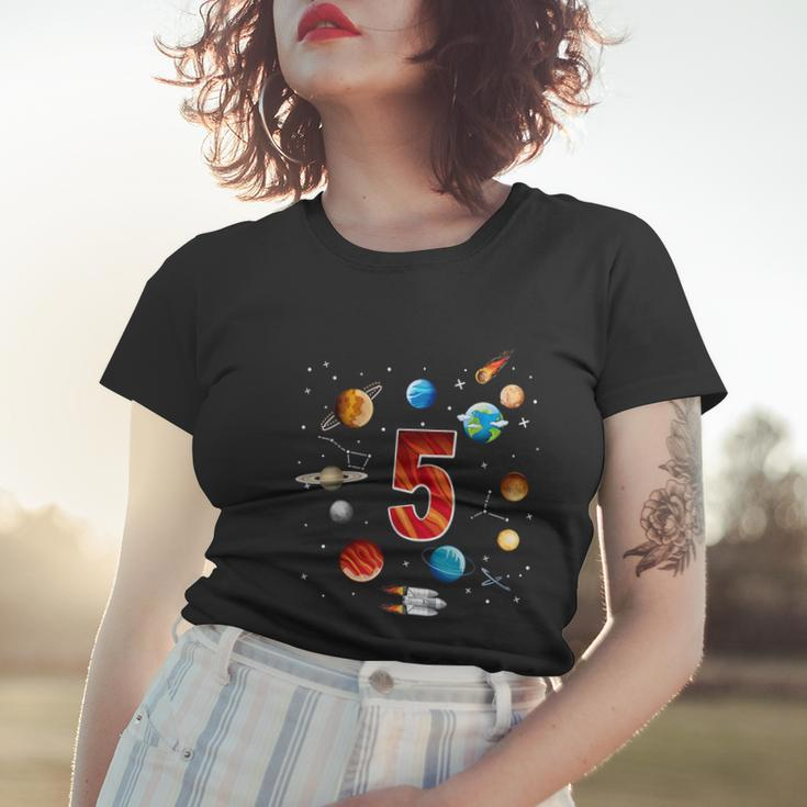 Outer Space 5 Years Old 5Th Birthday Boys Planets Astronaut Women T-shirt Gifts for Her