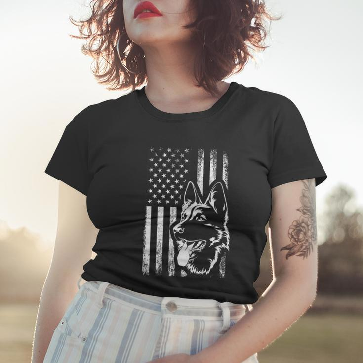 Patriotic German Shepherd American Flag Dog Lover Gift V2 Women T-shirt Gifts for Her