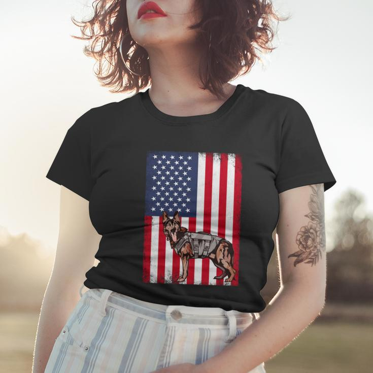 Patriotic German Shepherd American Flag Grunge Dog Lover Gift Women T-shirt Gifts for Her