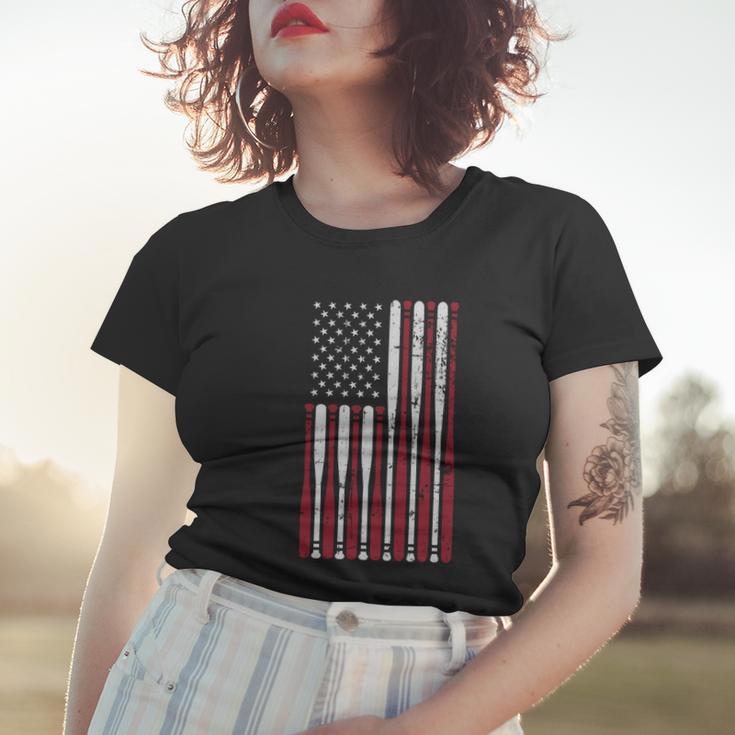 Patriotic Us American Baseball Bats And Stars Stripes Flag Great Gift Women T-shirt Gifts for Her