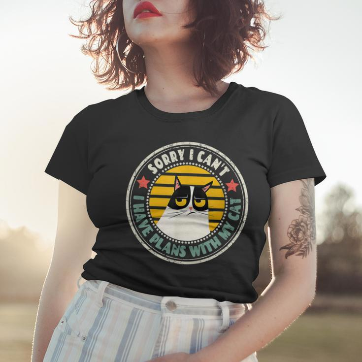 Retro Cat Im Sorry I Cant I Have Plans With My Cats Women T-shirt Gifts for Her