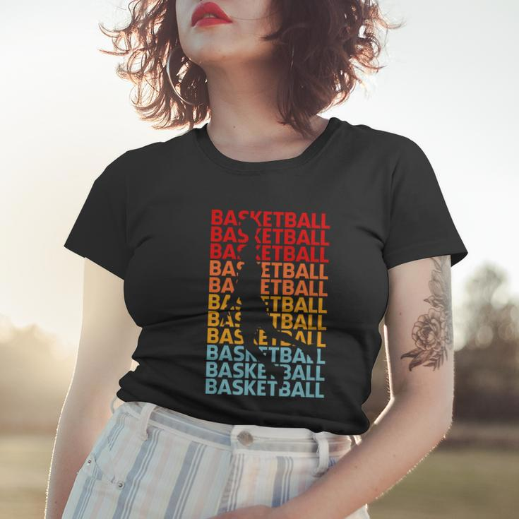 Retro Vintage Basketball Typography Basketball Player Silhouette Basketball Fan Women T-shirt Gifts for Her