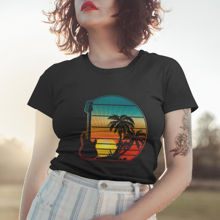 Retro Vintage Guitar Sunset Sunrise Island Women T-shirt Gifts for Her