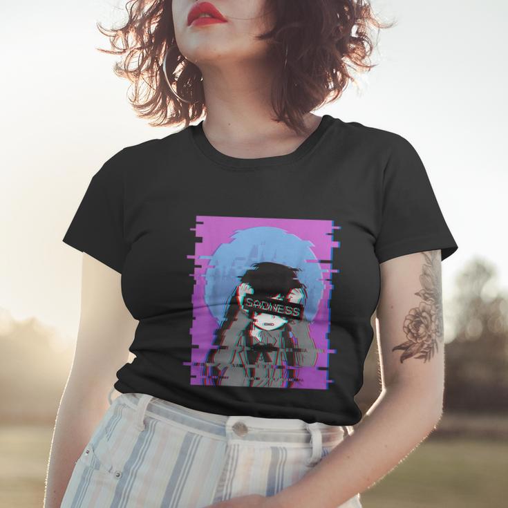 Sad Anime Girl Japanese Aesthetic Vaporwave Anime Otaku Tshirt Women T-shirt Gifts for Her