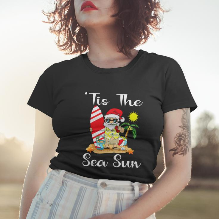 Sea Sun Christmas In July Santa Surfing Lake Party Women T-shirt Gifts for Her