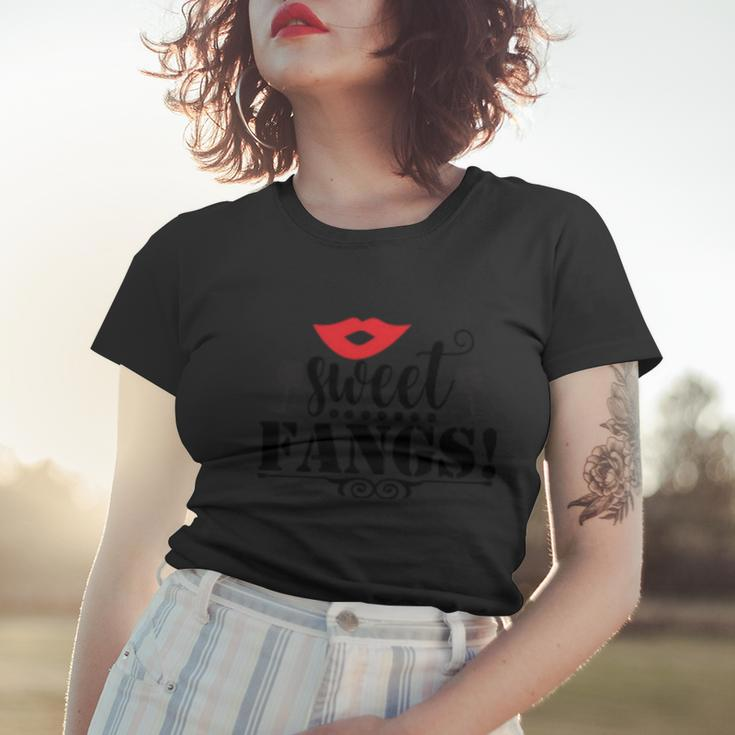 Sweet Fangs Funny Halloween Quote Women T-shirt Gifts for Her