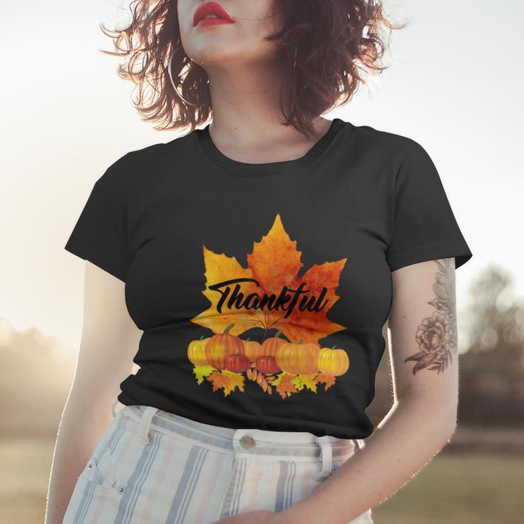 Thankful Autumn Leaves Thanksgiving Fall Tshirt Women T-shirt Gifts for Her