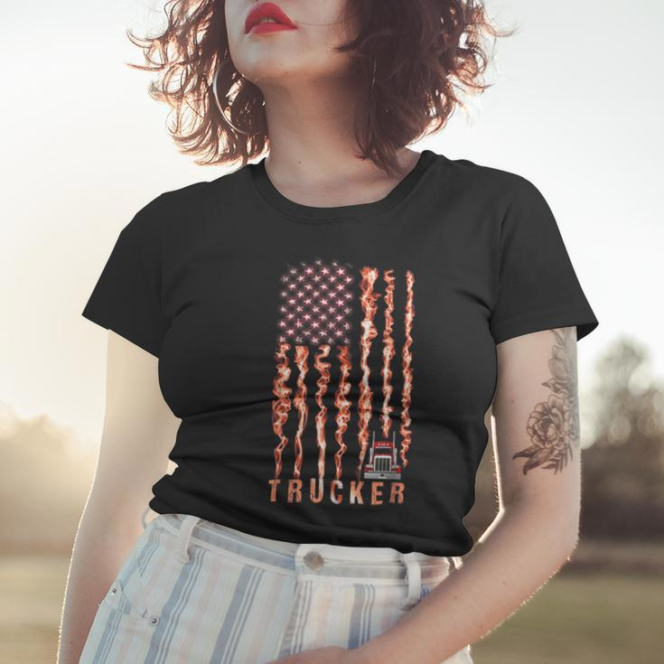 Trucker Trucker American Flag Smoking Women T-shirt Gifts for Her