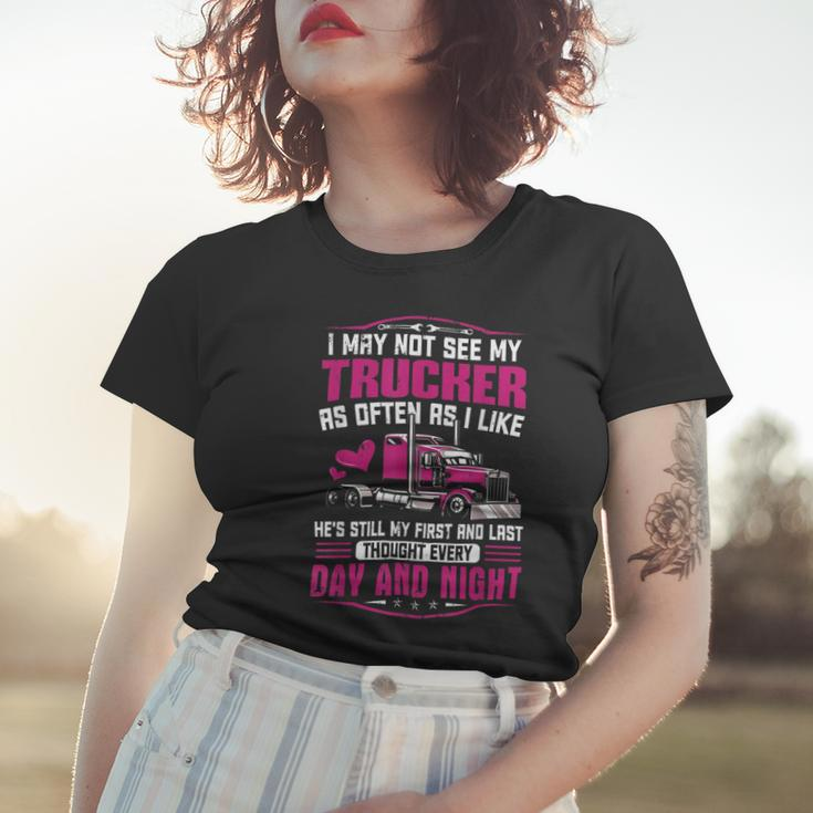 Trucker Trucker Wife Funny Trucker Girlfriend Trucking V2 Women T-shirt Gifts for Her